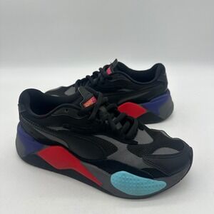 Puma 372357-07 Youth Size 6C Shoes RS-X Puzzle Kids Black Grey Red Blue Sneakers